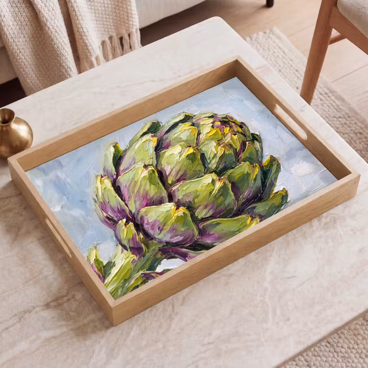 Tablett - Essen – Artischocke – Modern - Eten - Artisjok - Modern Dienblad Rechthoek middel