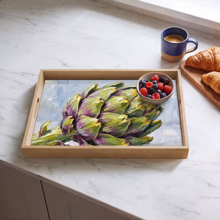 Tablett - Essen – Artischocke – Modern - Eten - Artisjok - Modern Dienblad Rechthoek middel