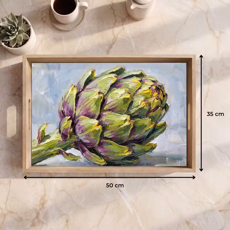 Tablett - Essen – Artischocke – Modern - Eten - Artisjok - Modern Dienblad Rechthoek middel