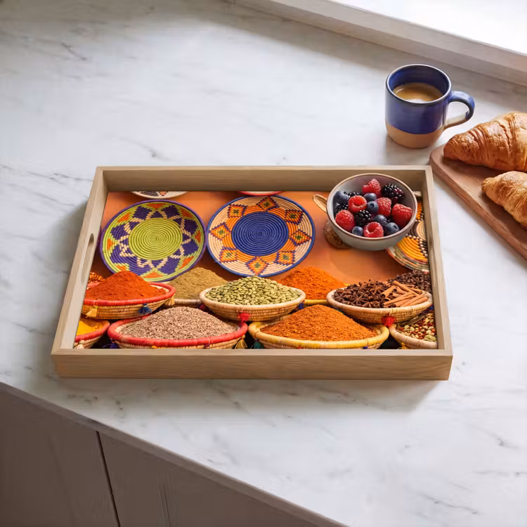 Tablett - Essen – Farbenfroh – Kultur - Eten - Kleurrijk - Cultuur Dienblad Rechthoek middel