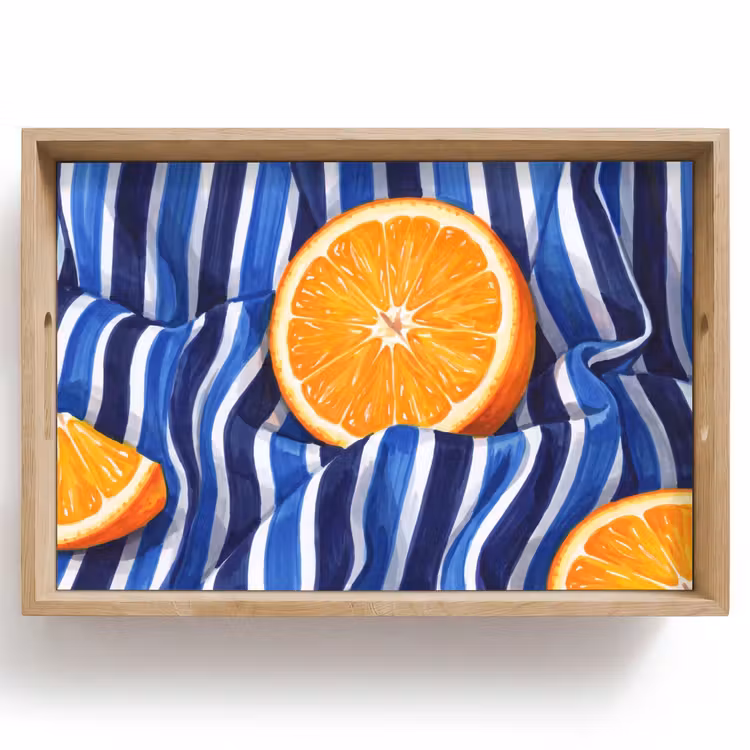 Tablett - Essen – Obst – Orange - Eten - Fruit - Oranje Dienblad Rechthoek middel
