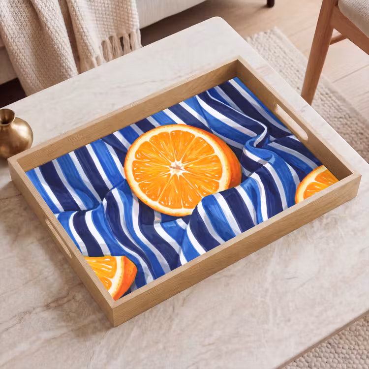 Tablett - Essen – Obst – Orange - Eten - Fruit - Oranje Dienblad Rechthoek middel