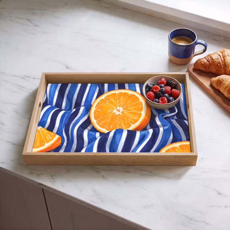 Tablett - Essen – Obst – Orange - Eten - Fruit - Oranje Dienblad Rechthoek middel