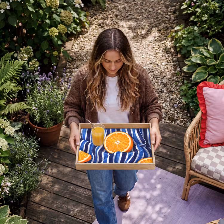 Tablett - Essen – Obst – Orange - Eten - Fruit - Oranje Dienblad Rechthoek middel