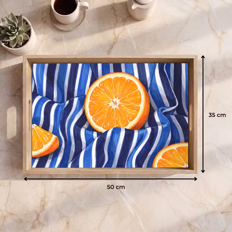Tablett - Essen – Obst – Orange - Eten - Fruit - Oranje Dienblad Rechthoek middel