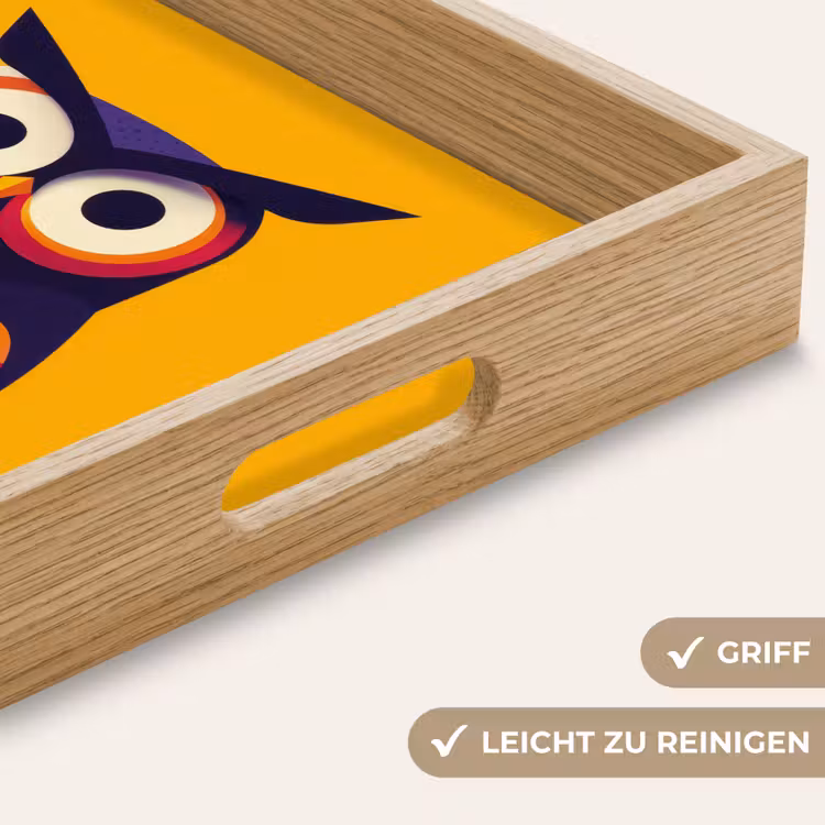 Uil - Grafisch - Kleurrijk - Ogen Dienblad Rechthoek middel -USP_HandgreepDE