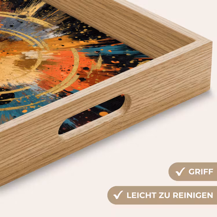 Explosie - Verfstructuur - Goud - Abstract Dienblad Rechthoek middel -USP_HandgreepDE