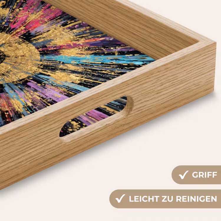 Explosie - Goud - Kleurrijk - Abstract Dienblad Rechthoek middel -USP_HandgreepDE