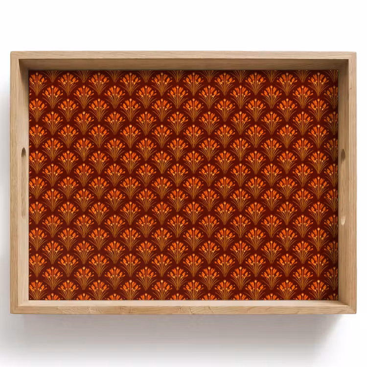 Waaiers - Art Deco - Botanisch - Roestbruin - Oranje Dienblad Rechthoek middel 911 -z3d_shopping