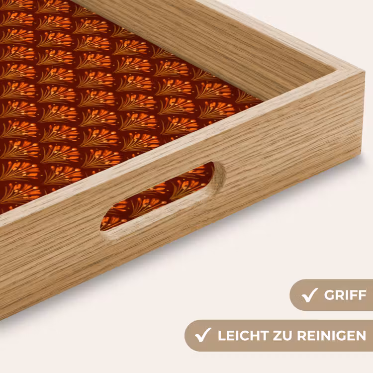 Waaiers - Art Deco - Botanisch - Roestbruin - Oranje Dienblad Rechthoek middel 911 -USP_HandgreepDE