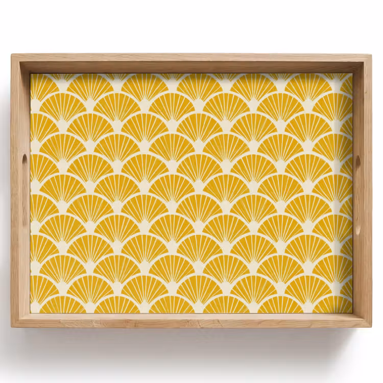 Waaiers - Art Deco - Retro - Okergeel Dienblad Rechthoek middel 911 -z3d_shopping