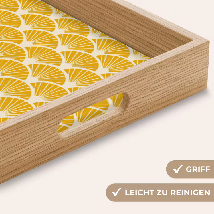 Waaiers - Art Deco - Retro - Okergeel Dienblad Rechthoek middel 911 -USP_HandgreepDE