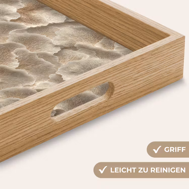 Waaierstructuren - Beige - Vezeltextuur Dienblad Rechthoek middel 911 -USP_HandgreepDE