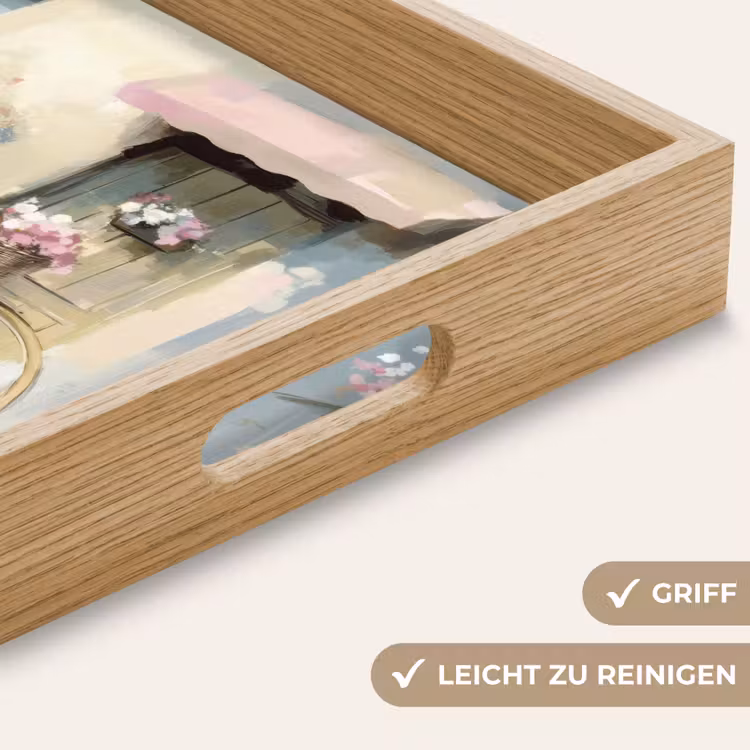 Fiets - Pastelkleuren - Bloemen Dienblad Rechthoek middel -USP_HandgreepDE