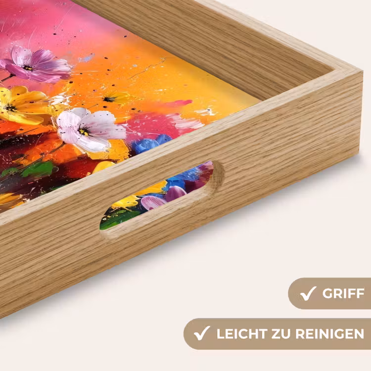 Fantasiebloemen - Verf - Speels Dienblad Rechthoek middel -USP_HandgreepDE