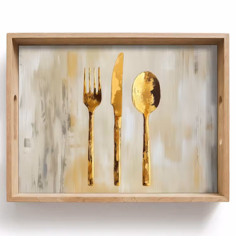 Verf - Goud - Bestek Dienblad Rechthoek middel -z3d_shopping