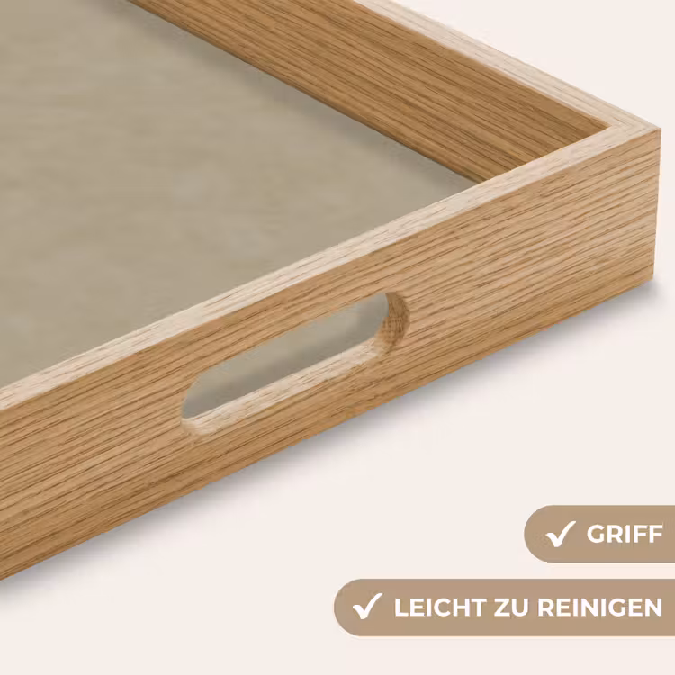 Taupekleur - Gewolkt textuur - Natuurlijk Dienblad Rechthoek middel 911 -USP_HandgreepDE