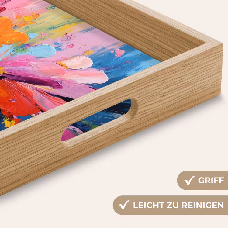 Kleuruitbarsting - Expressieve sfeer - Bloem Dienblad Rechthoek middel -USP_HandgreepDE