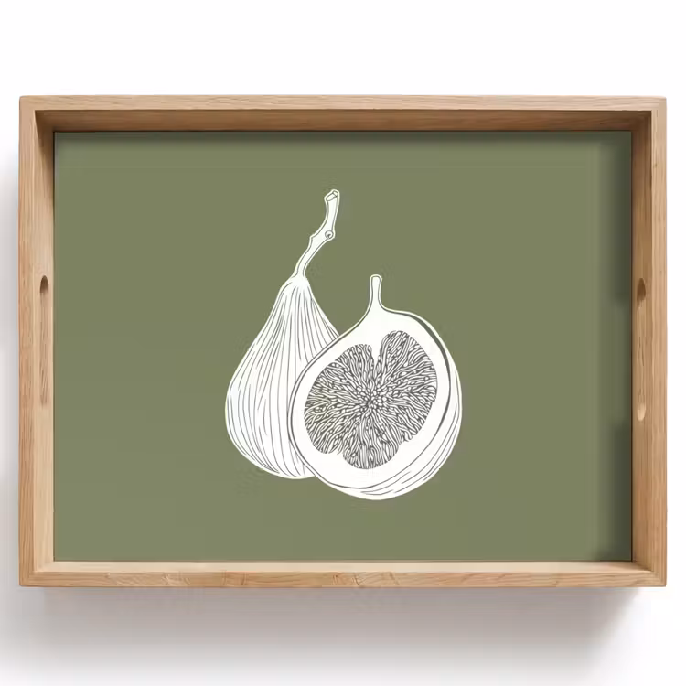Vijgen - Minimalistisch - Getekend - Mosgroen Dienblad Rechthoek middel -z3d_shopping