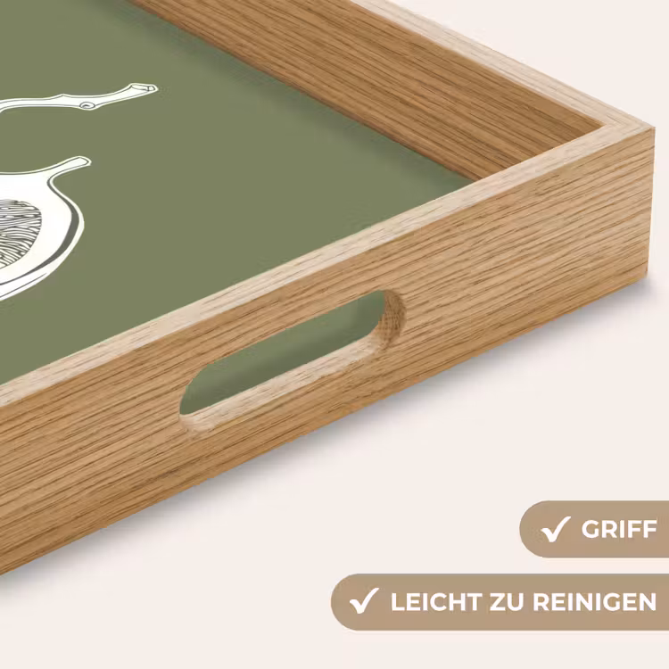 Vijgen - Minimalistisch - Getekend - Mosgroen Dienblad Rechthoek middel -USP_HandgreepDE