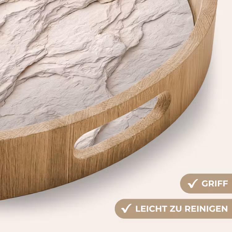 Rots - Structuur - Natuur - Beige - Abstract Dienblad Rond middel -USP_HandgreepDE