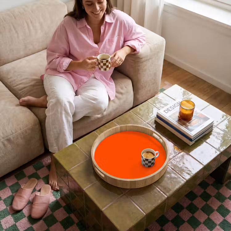 Fiery - Tangerine - Oranje Dienblad Rond middel 914 -sfeer3