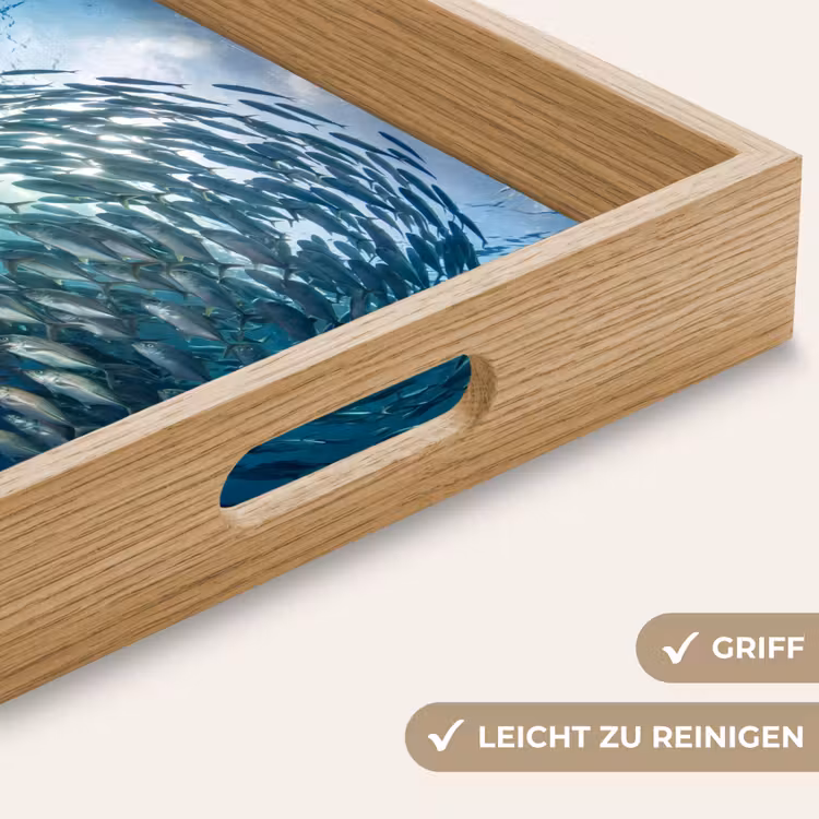 Vis - School - Oceaan - Natuur - Blauw Dienblad Rechthoek middel -USP_HandgreepDE