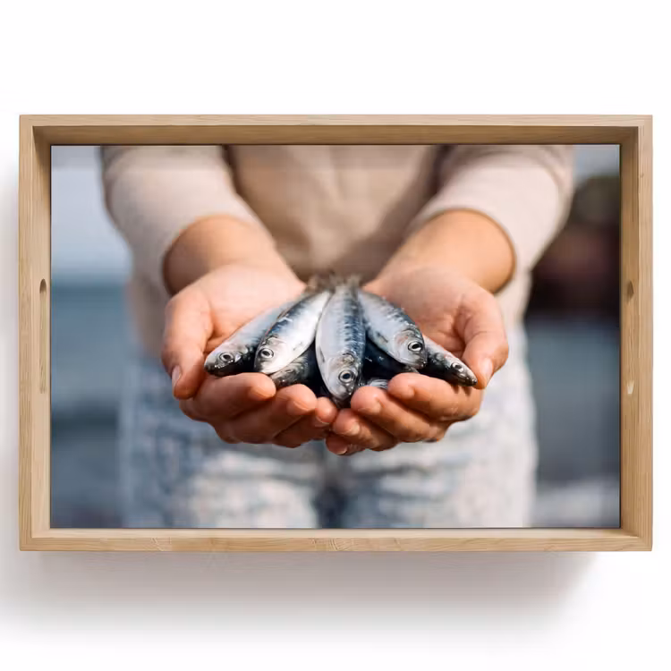 Tablett - Fisch – Hände – Natur - Vis - Handen - Natuur Dienblad Rechthoek middel