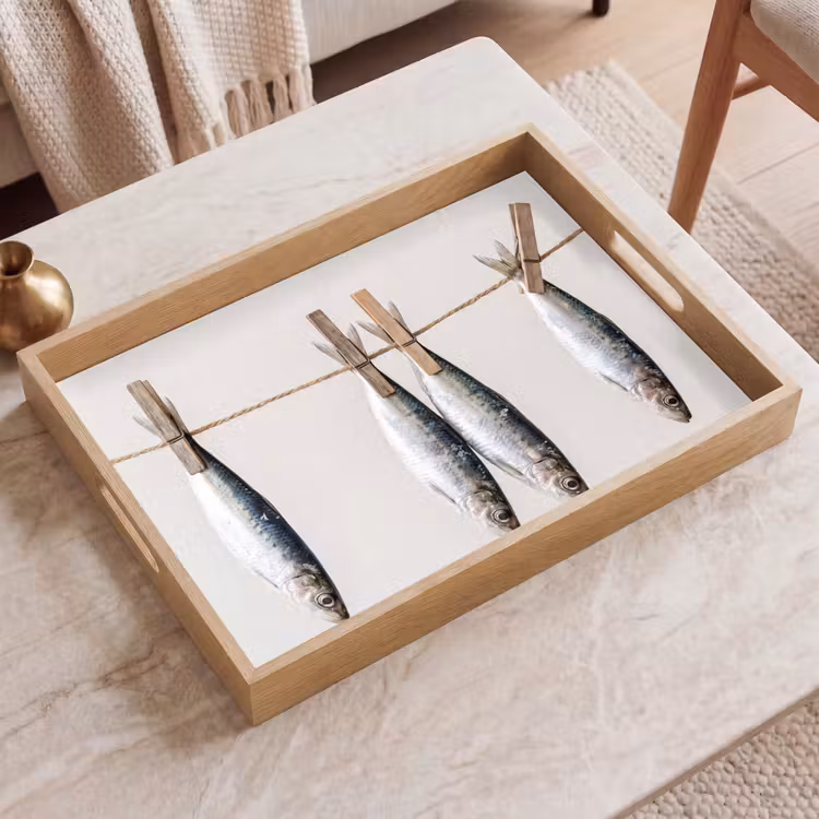 Tablett - Fisch – Hängend – Essen - Vis - Hangend - Eten Dienblad Rechthoek middel