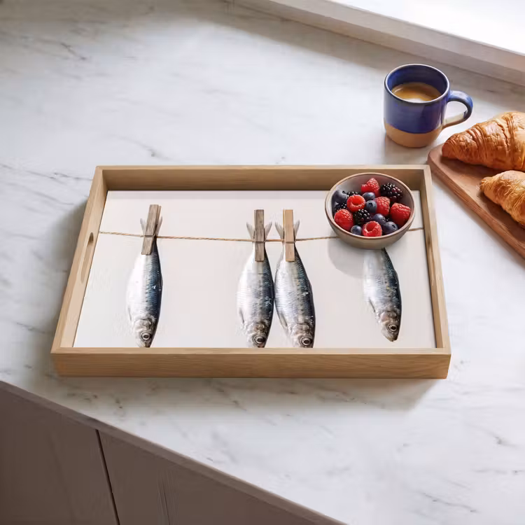 Tablett - Fisch – Hängend – Essen - Vis - Hangend - Eten Dienblad Rechthoek middel