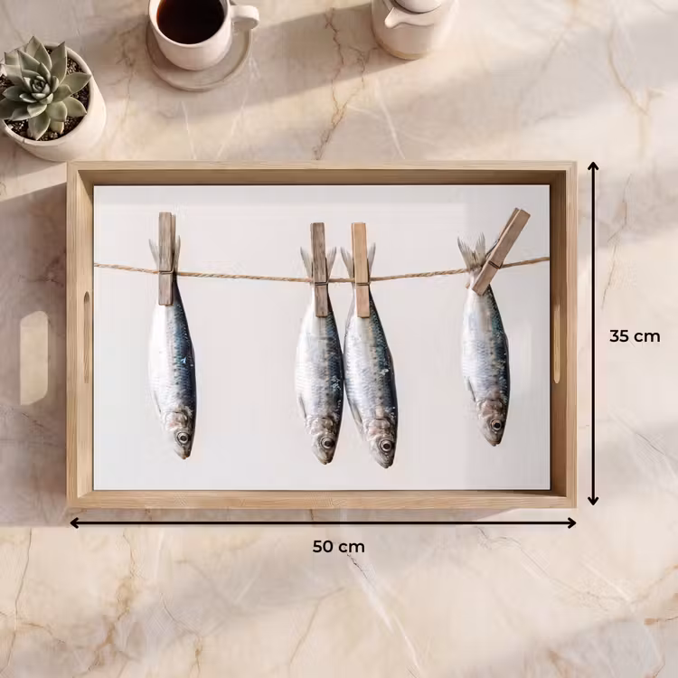 Tablett - Fisch – Hängend – Essen - Vis - Hangend - Eten Dienblad Rechthoek middel