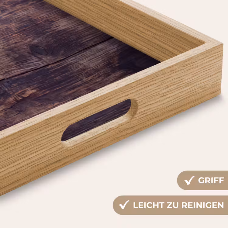 Tablett - Fisch – Holz – Essen - Vis - Hout - Eten Dienblad Rechthoek middel
