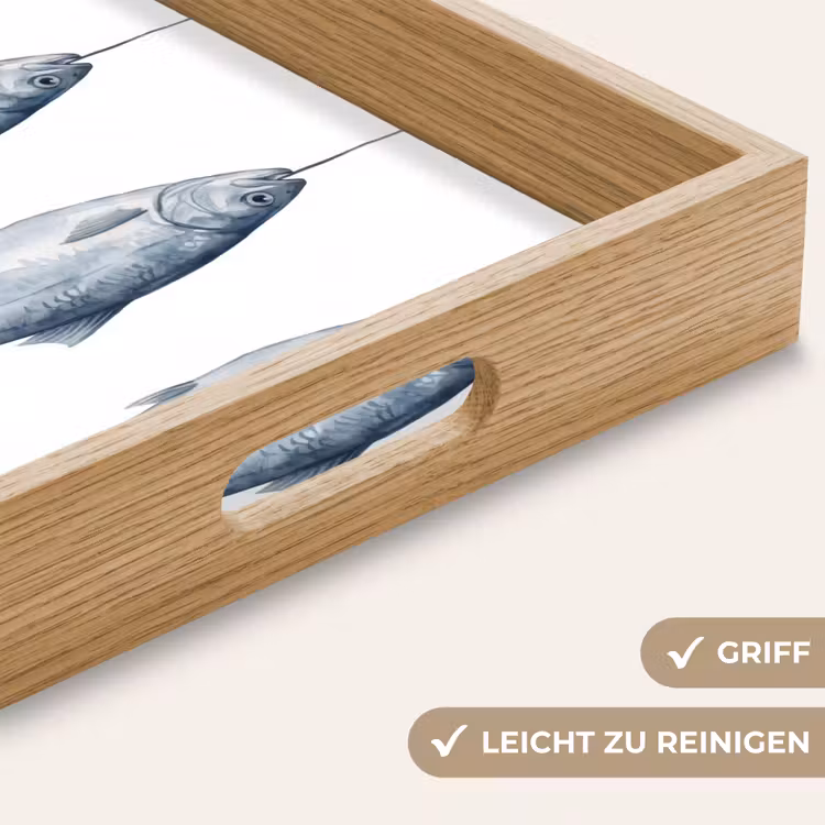 Vissen - Illustratie - Delfts - Blauw Dienblad Rechthoek middel -USP_HandgreepDE