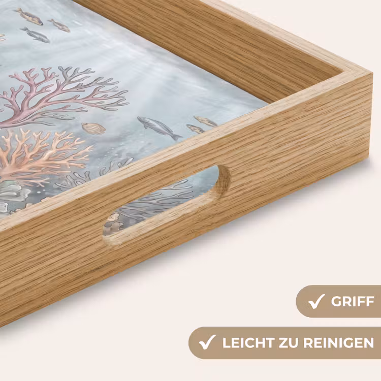 Vis - Koraal - Oceaan - Illustratie - Onderwater Dienblad Rechthoek middel -USP_HandgreepDE