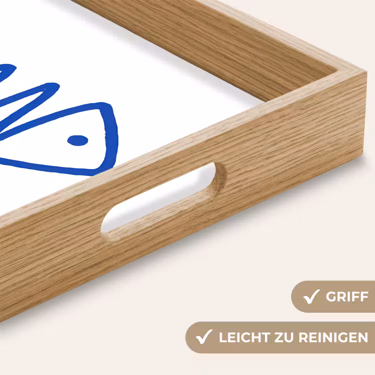 Vis - Minimalistisch - Blauw - Lijn Dienblad Rechthoek middel -USP_HandgreepDE
