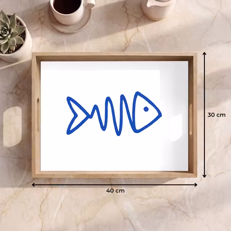 Vis - Minimalistisch - Blauw - Lijn Dienblad Rechthoek middel -USP_Formaat