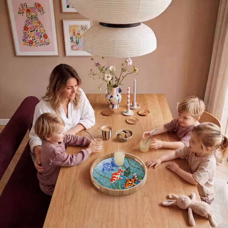 Vis - Mozaïek - Onderwater - Kleurrijk - Dieren Dienblad Rond middel -sfeer4