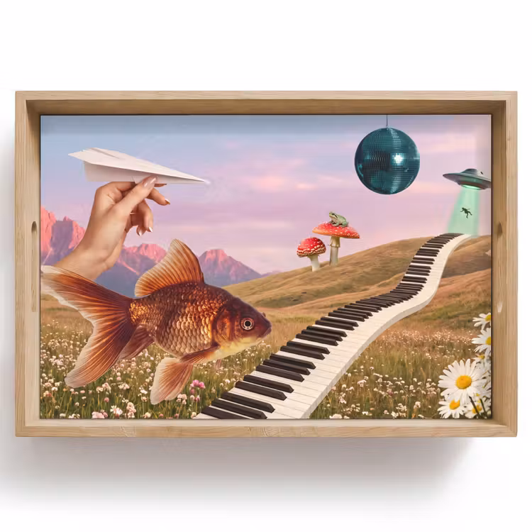 Tablett - Fisch – Natur – Abstrakt - Vis - Natuur - Abstract Dienblad Rechthoek middel
