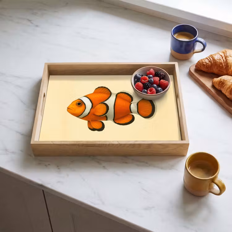 Vis - Oranje - Strepen Dienblad Rechthoek middel -sfeer2