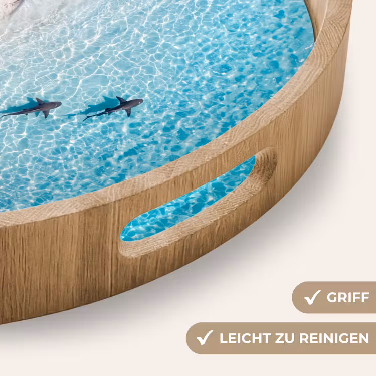 Vis - Oceaan - Strand - Turquoise - Natuur Dienblad Rond middel -USP_HandgreepDE