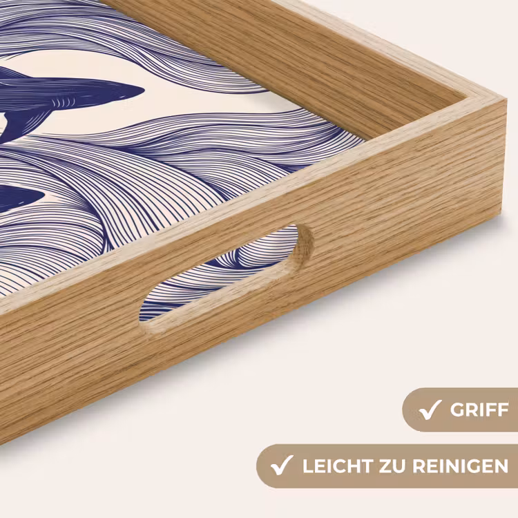 Vis - Oceaan - Lijntekening - Blauw - Dieren Dienblad Rechthoek middel -USP_HandgreepDE