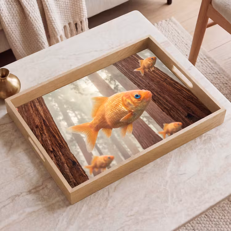 Tablett - Fisch – Wald – Fantasie - Vis - Bos - Fantasie Dienblad Rechthoek middel