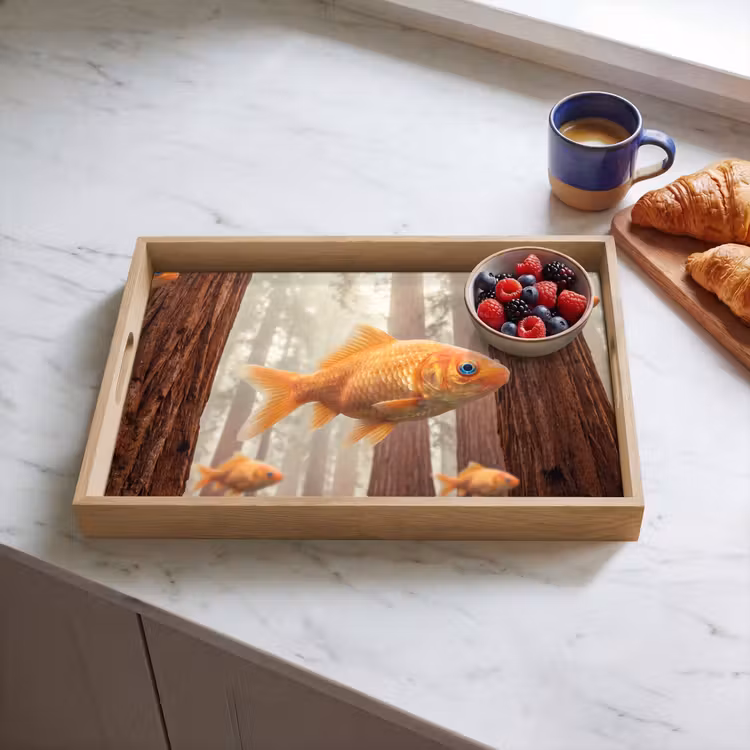 Tablett - Fisch – Wald – Fantasie - Vis - Bos - Fantasie Dienblad Rechthoek middel