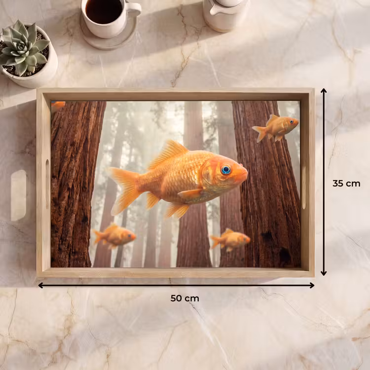 Tablett - Fisch – Wald – Fantasie - Vis - Bos - Fantasie Dienblad Rechthoek middel
