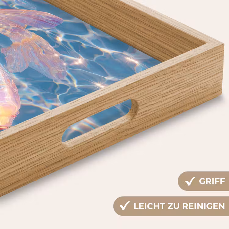 Vis - Water - Blauw - Licht Dienblad Rechthoek middel -USP_HandgreepDE