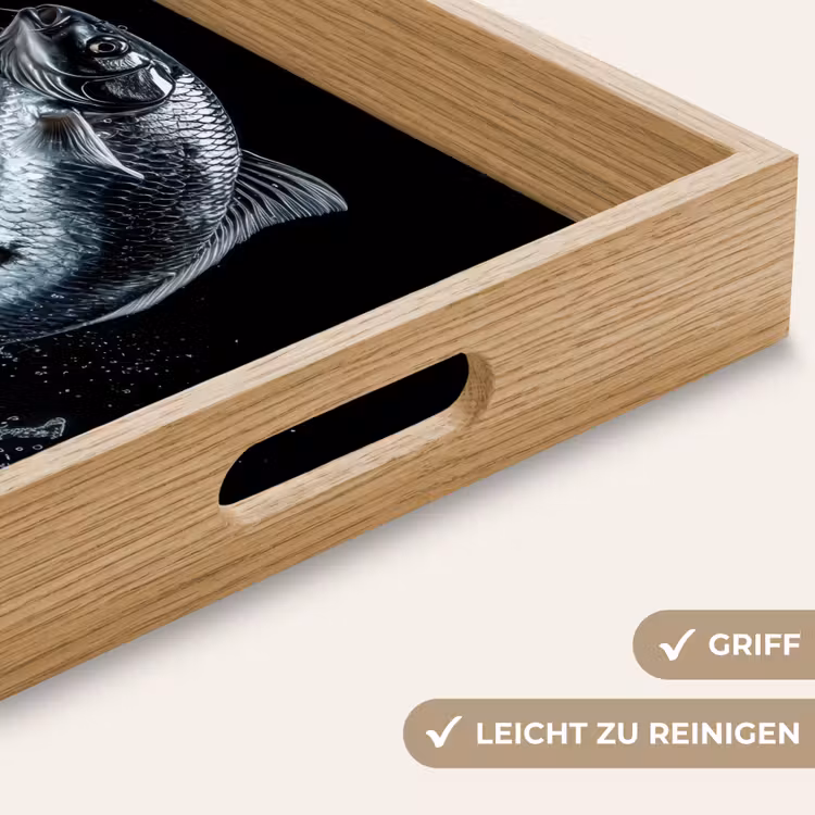 Vis - Koi - Zwart - Water Dienblad Rechthoek middel -USP_HandgreepDE