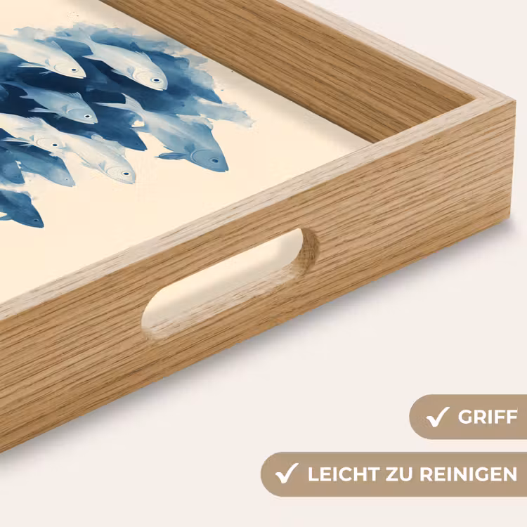 Vissen - Minimalistisch - Blauw Dienblad Rechthoek middel -USP_HandgreepDE