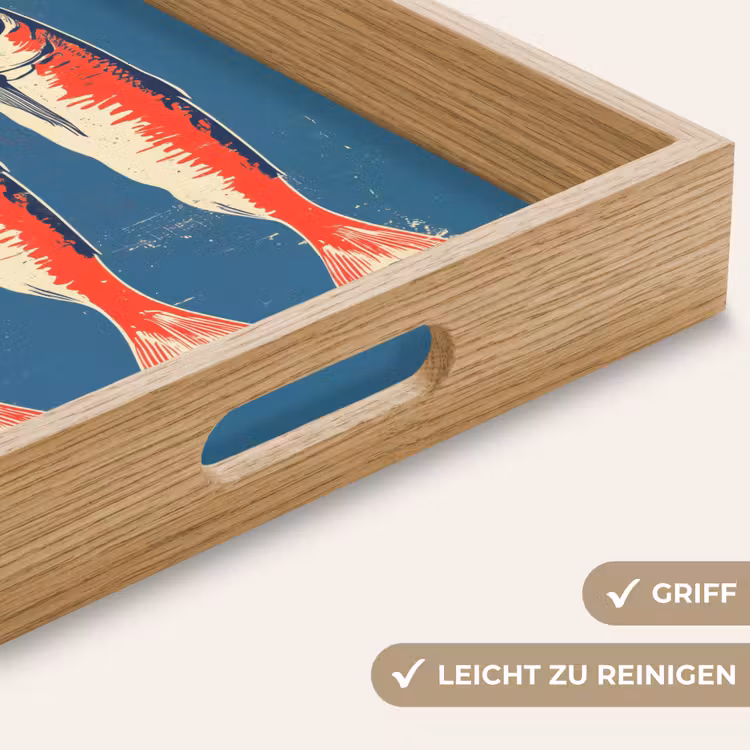 Vissen - Rood - Blauw Dienblad Rechthoek middel -USP_HandgreepDE