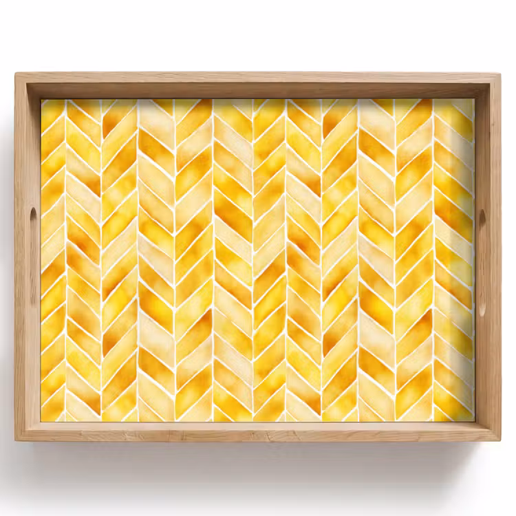 Visgraat - Aquarel - Patronen - Goudgeel Dienblad Rechthoek middel 911 -z3d_shopping