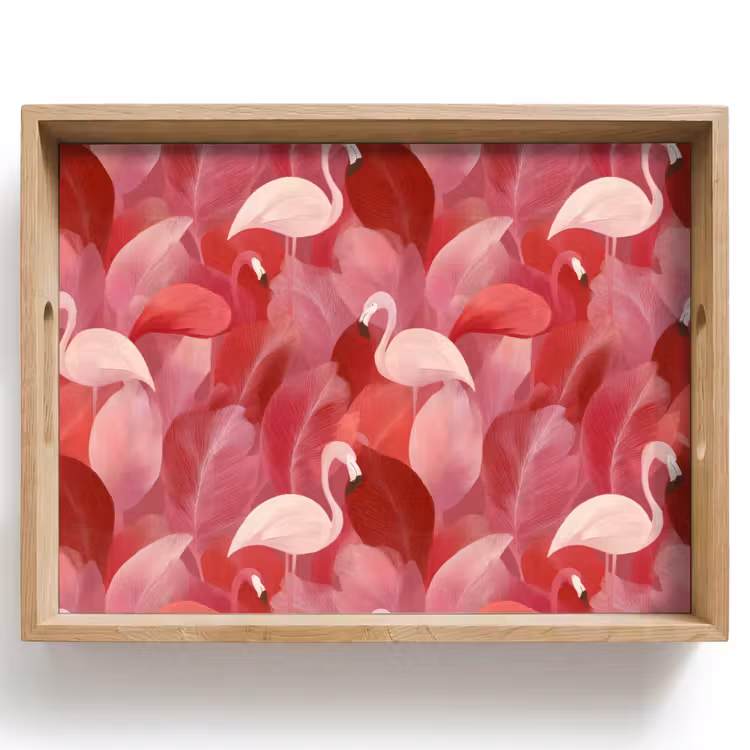 Flamingo - Botanisch - Elegant - Roze - Rood Dienblad Rechthoek middel 911 -z3d_shopping